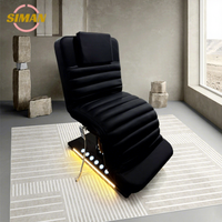 Table de massage électrique de luxe moderne pour la beauté des cils Base noire avec 3 moteurs Lit en cuir synthétique pour le visage