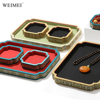 WEIMEI Prix d'usine, logo personnalisé, vente en gros, ensemble de présentoirs de luxe pour bijoux et bracelets, en brocart oriental à bord festonné, de style traditionnel