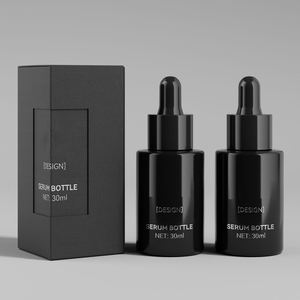 Envases <span class=keywords><strong>de</strong></span> <span class=keywords><strong>Vidrio</strong></span> Negro Esmerilado <span class=keywords><strong>de</strong></span> Lujo <span class=keywords><strong>de</strong></span> 40 ml, 30 ml y 50 ml, Cilíndricos y Gruesos, con Gotero Ancho para Suero Facial y Aceites Cosméticos - Product Image 1