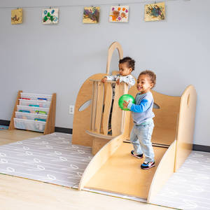 Montessori Indoor Wooden Climb and Slide Unit  Eco-Friendly Playground Climbing Activity Center Daycare Sensory Play Equipment