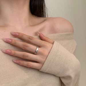 Dylam Shiny Stylish Jewelry Polished Surface Solid Sterling <b>Silver</b> 5A Zirconia <b>Eternity</b> Band Chunky Wide Women Promise <b>Rings</b> - Product Image 2