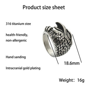 Bague Aigle pour Homme en Acier Inoxydable Argenté Style Rétro Punk Bijou Cadeau 26038 - Product Image 4