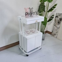 Chariot de Luxe Original Haut de Gamme pour Salon de Beauté, Chariot de Gestion des Soins Cutanés avec Étagère de Rangement en Bois, Chariot à Outils en Métal et Plastique