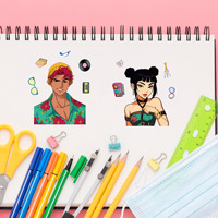 Pegatinas de Dibujos Animados para Crear Caras, Pegatinas de Estrellas del K-Pop, 16 Hojas, Crea Tu Propia Pegatina para Fiestas de Cumpleaños de Niñas