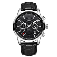 Lige 9866 Herren Business-Uhr Männliche Sport-Wasserdichte Chronograph-Armbanduhr Luxuriöse Casual Leder-Quarzuhr für Männer