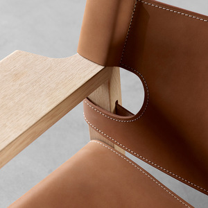 Fauteuil individuel Wabi-sabi en cuir de selle, style nordique, pour salon et <span class=keywords><strong>chambre</strong></span> décontractée, avec accoudoirs, en bois massif, <span class=keywords><strong>chaise</strong></span> espagnole - Product Image 5