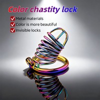 Cage de chasteté en métal colorée, étanche, de haute qualité, dispositif de retenue pour le pénis d'un homme, robuste et durable