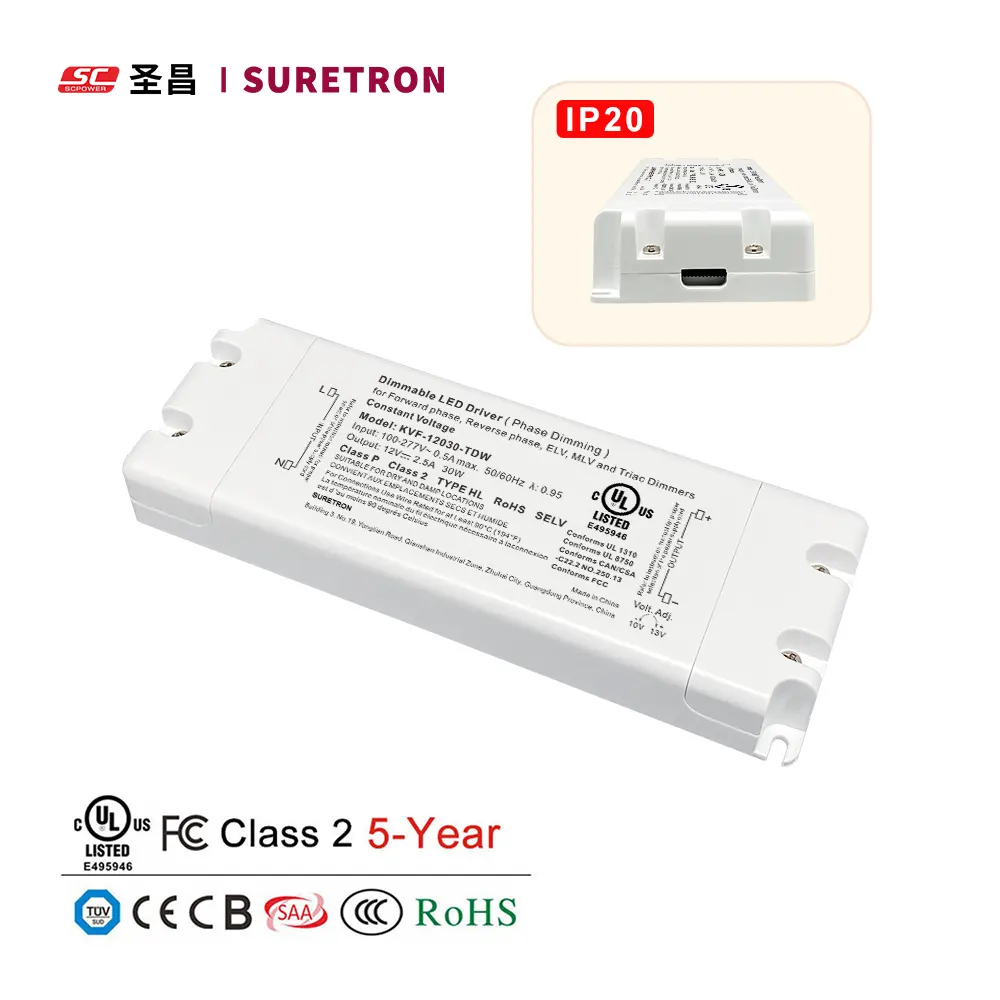 12v 24v 2.5A 1.25A OUTPUT 200 to 240vac high voltage dc power supply dimmable ip20 led driver