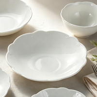 JQY Assiettes élégantes en porcelaine blanche pour restaurants de haute cuisine, hôtels, ensembles de vaisselle, style français, ensembles de vaisselle en céramique