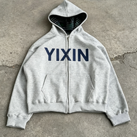 Sweat à capuche unisexe en laine et coton épais de couleur unie, coupe ample, veste zippée d'hiver - Fabricant de vêtements personnalisés en gros