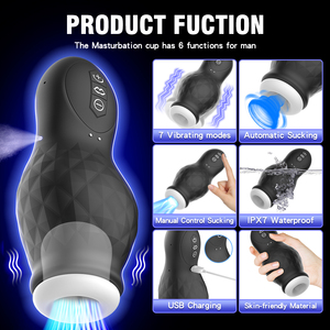 High Quality Electric Male Masturbator Cup with Suction 10 <b>Vibration</b> Modes ABS/Silicone 100% Waterproof Adult Sex Toy - Product Image 3