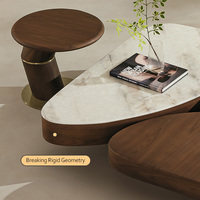 Table Basse Moderne Minimaliste Irrégulière en Bois Ajustable – Ensemble Unique Haut de Gamme pour Canapé et Salon – Table Centrale Naturelle