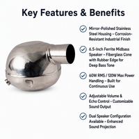 Amplificateur de son d'échappement universel OEM ODM, boîtier en acier inoxydable, double haut-parleur de 6,5 pouces, volume d'écho réglable, marque audio automobile