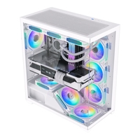 TB02 White Mid Tower PC ATX Gaming Computer Case Tempered Glass Front & Side High Airflow ARGB Sync
