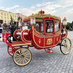 Carroza de Caballos Eléctrica de 4 Ruedas Roja para Bodas, Carrozas Reales Tiradas por Caballos, Carroza Real Eléctrica en Venta - Product Image 5