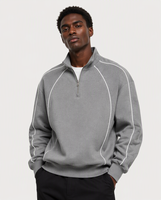 Sweat-shirt personnalisé à col zippé pour homme et femme, avec bordure contrastante, design streetwear, demi-zip