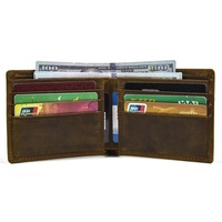 Dompet Kulit Sapi Asli Pria, Dompet Pendek Kulit Sapi, Tempat Kartu, Khorse Pendek, Kulit Kuda Gila Sederhana, Cokelat