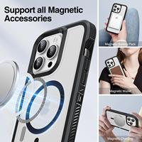 Étui de téléphone portable magnétique de luxe antichoc 3-en-1 en PC et TPU pour iPhone 15/14/13/12 Pro Max Plus, compatible avec la recharge sans fil