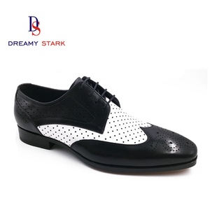 Nouveaux styles 2025 – Chaussures habillées Oxford britanniques bicolores en cuir véritable pour hommes, confortables et respirantes, idéales pour le travail et les occasions formelles - Product Image 1