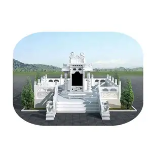 Fábrica de China Mármol blanco Tumba al aire libre Lápida con León Escultura de mármol de China Lápida