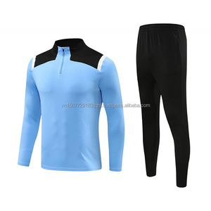 ชุดเสื้อฟุตบอลแขนยาวพิมพ์ลายผ้าฟลีซสำหรับผู้ใหญ่และเด็ก ชุดกีฬาแบบซิปครึ่งตัว แห้งเร็ว ระบายอากาศได้ดี ชุดทีม สำหรับฤดูใบไม้ร่วงและฤดูหนาว - Product Image 2