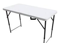 Table pliante portable en plastique HDPE imperméable pour extérieur, jardin, pique-nique, événements, pliable en deux, deux plateaux avec verrouillage en plastique