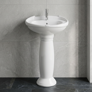 Lavabo en céramique blanche de conception européenne avec piédestal complet pour salle de bain, articles sanitaires - Product Image 4