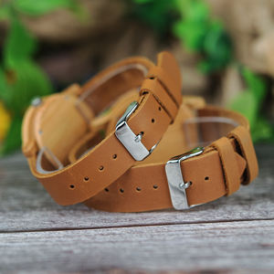 Quickshipment <span class=keywords><strong>BOBO</strong></span> BIRD Reloj informal <span class=keywords><strong>de</strong></span> madera <span class=keywords><strong>de</strong></span> bambú con correa <span class=keywords><strong>de</strong></span> cuero - Product Image 6