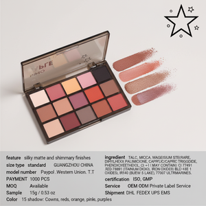 Nueva Paleta de Sombras de Ojos Mineral de 15 Colores Maple Dance Dynamic, Tonos Tierra, Brillante, Mate, Satinado, Glitter, Gran Formato, Estilo Europeo - Product Image 2