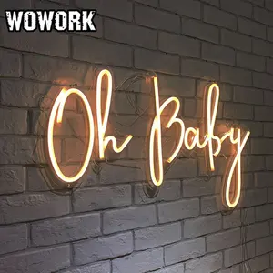 2023 WOWORK factory led 12v rgbw custom event party birthday baby shower neon script sign lights