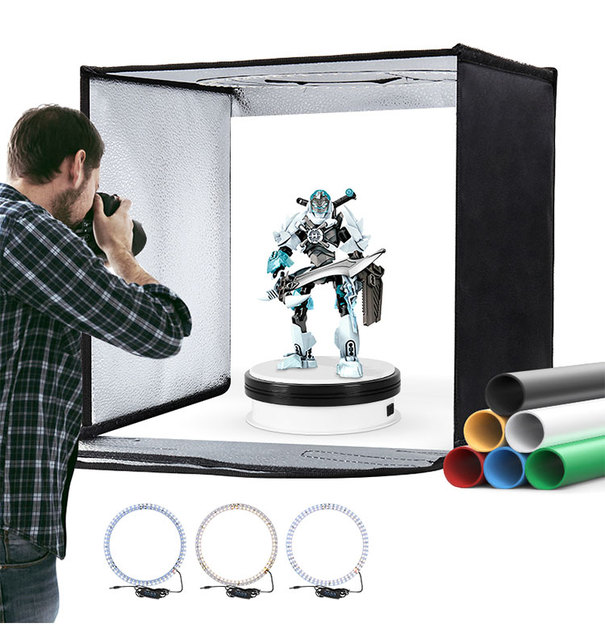 YEAH 12inch 30cm Folding Lightbox Portable Photo Studio Fotografia Softbox 120 LED Brightness Dimmable Shooting Tent