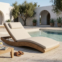 Chaise longue de plage moderne en teck en forme de S, résistante aux intempéries, pour piscine, usage intensif pour les centres de villégiature