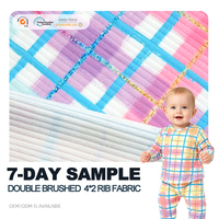 Petit MOQ, personnalisation rapide, tissu côtelé 4x2 en maille brossée 100% polyester extensible dans les quatre sens, imprimé floral numérique, pour robes