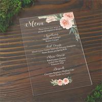 Tarjetas de menú de invitación de boda acrílicas transparentes redondas personalizadas de alta calidad