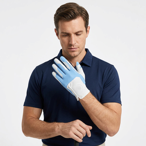 Gant de golf en peau de mouton bleu et blanc pour homme, respirant, antidérapant, souple, léger, fermeture à enfiler, sport, extérieur - Product Image 1