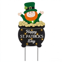 Piquets de jardin en métal 3D OEM ODM, motif lutin et gnome, pour décoration extérieure de fête de la Saint-Patrick