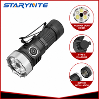 Lampe torche LED rechargeable STARYNITE RGB 1000 Lumens avec lumière UV 365nm, multicolore, 11 modes pour le durcissement et la chasse