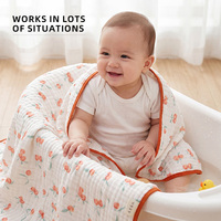 Groothandel 6-laags Musselinen Babydekentje Bamboe Katoen Ademend Bubbelgaas Kinderdekbed Aangepaste Logo Fruitprint Kinderkamer Dekbed