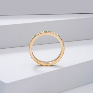 Starsgem 14K Gold Eternity Band <b>Ring</b> With Lab Gemstone And Moissanite Stone Wedding Band Gold <b>Ring</b> - Product Image 2