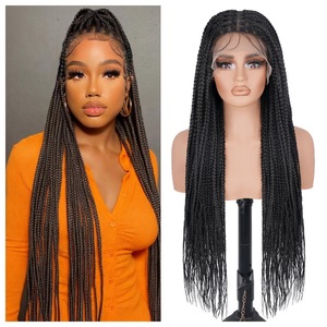 Perruque de Tresses Africaines Longues Sans Nœuds à Raie Carrée, 13x4 Lace Front HD, Style Dreadlocks, en Fibre Synthétique Haute <span class=keywords><strong>Température</strong></span> pour Femmes - Product Image 6