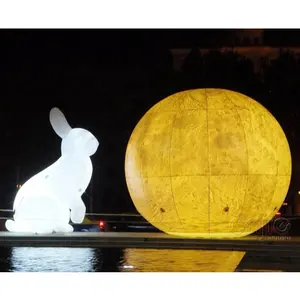 Matériel de décoration publicitaire lune gonflable terre géante gonflable personnalisée avec lumière LED
