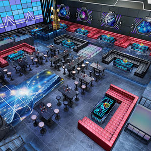 Canapé en bois massif en forme de U pour <span class=keywords><strong>bar</strong></span>, discothèque, KTV, salon, avec table basse et chaises - Utilisation commerciale personnalisable - Product Image 1