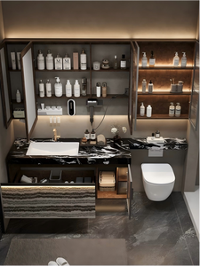Luxury Modern Bathroom Cabinet Combo Toilet <strong>Side</strong> Shelf Extension Board Vanity <strong>Unit</strong> Custom Wash Basin Cabinet for Bathroom - Product Image 5