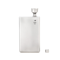 Gourde de poche élégante en titane pur de qualité supérieure 200 ml/6,8 oz, gris argenté, légère, minimaliste, sablée, avec logo personnalisé
