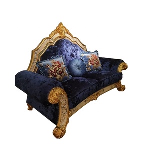 Design italien luxe européen classique <span class=keywords><strong>Louis</strong></span> canapé sectionnel en bois ensemble élégant coquille marqueterie bois massif tissu salle à manger - Product Image 3