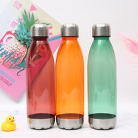 Bouteille d'eau sport légère en plastique sans BPA en forme de bouteille de cola avec couvercle en acier inoxydable
