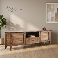 Meuble TV vintage en bois massif, console rustique, unité de divertissement, mobilier de maison pour salon