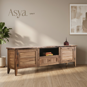 Meuble TV vintage en bois massif, console rustique, unité de divertissement pour salon - Product Image 2