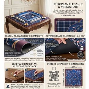 Tapis de table de mahjong de luxe style floral HaloOne 33x33, surface en caoutchouc imperméable et silencieuse, thème violet pour soirées de jeu et décoration intérieure - Product Image 2