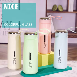 Jolie <span class=keywords><strong>Bouteille</strong></span> Isotherme Publicitaire <span class=keywords><strong>en</strong></span> <span class=keywords><strong>Verre</strong></span> avec Poignée pour Étudiants - Product Image 1
